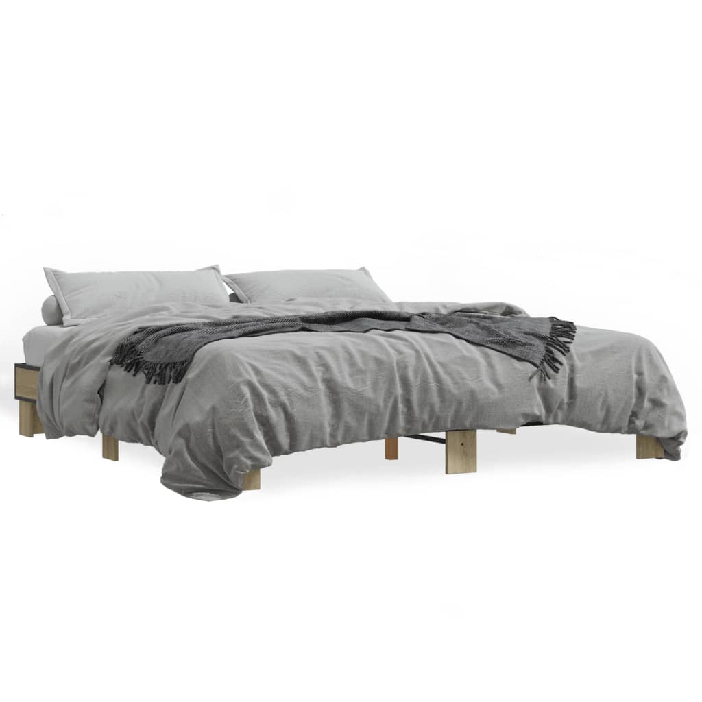Sängram sonoma-ek 200x200 cm konstruerat trä och metall
