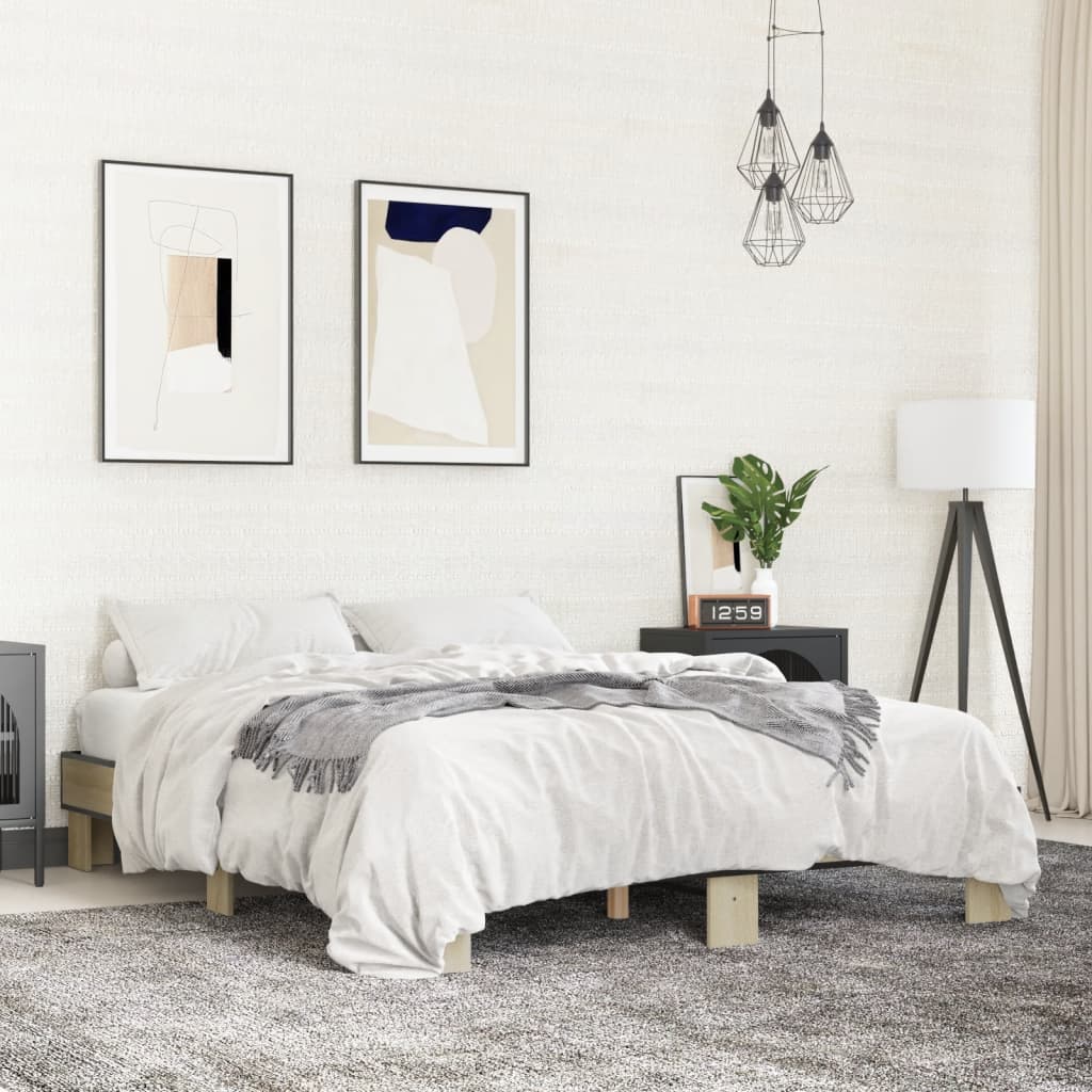 Sängram sonoma-ek 150x200 cm konstruerad trä och metall