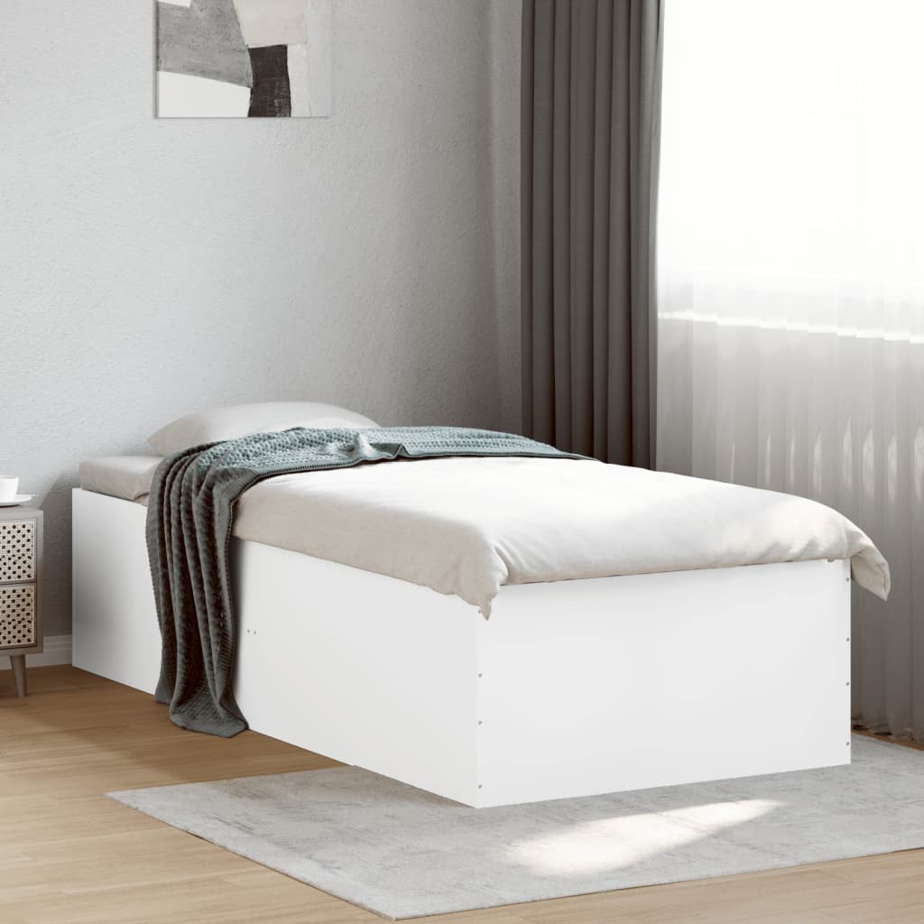 Sängram vit 90x200 cm konstruerat trä