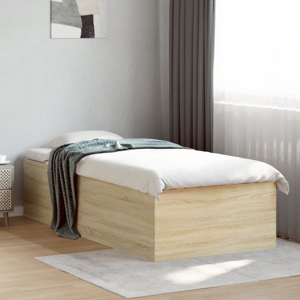 Sängram sonoma-ek 90x190 cm konstruerad trä