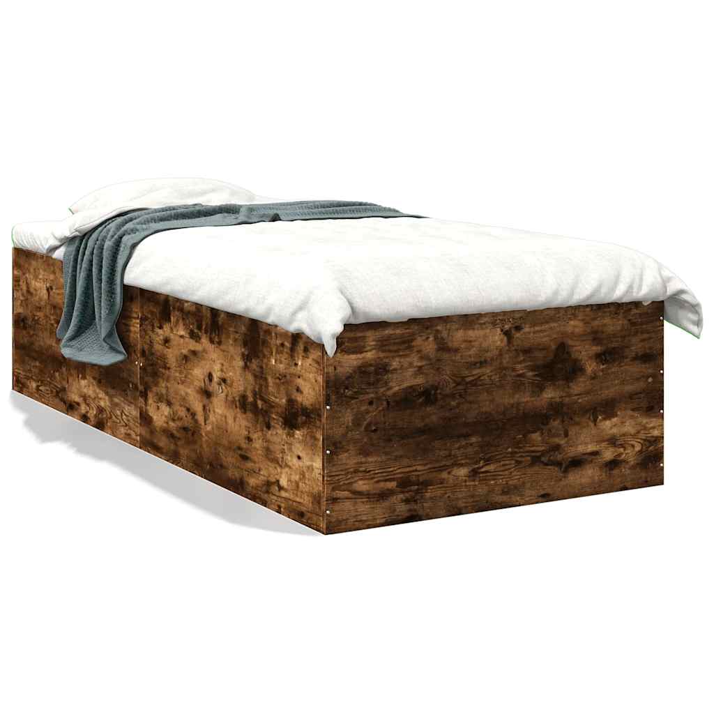Sängram rökfärgad ek 90x190 cm konstruerad trä