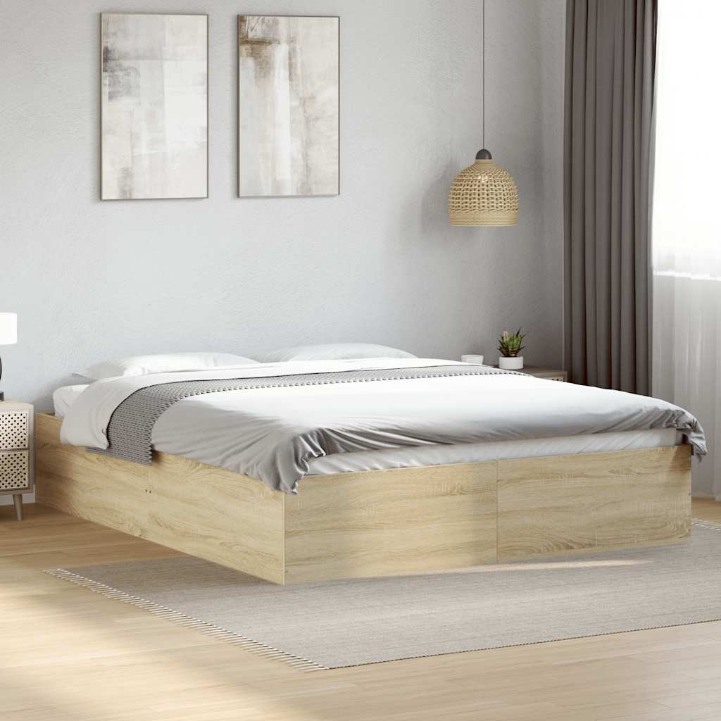 Sängram sonoma-ek 150x200 cm konstruerad trä