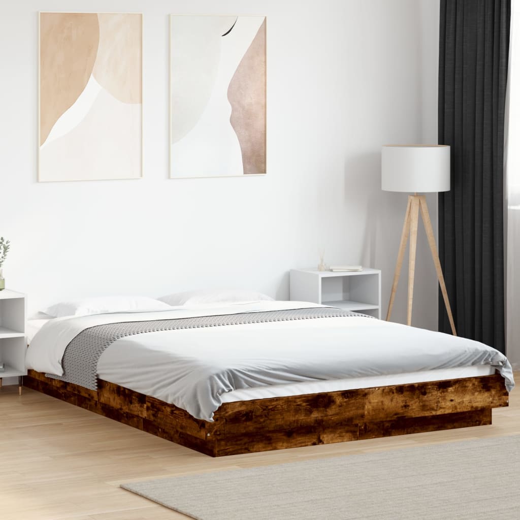 Sängram rökfärgad ek 120x200 cm konstruerat trä