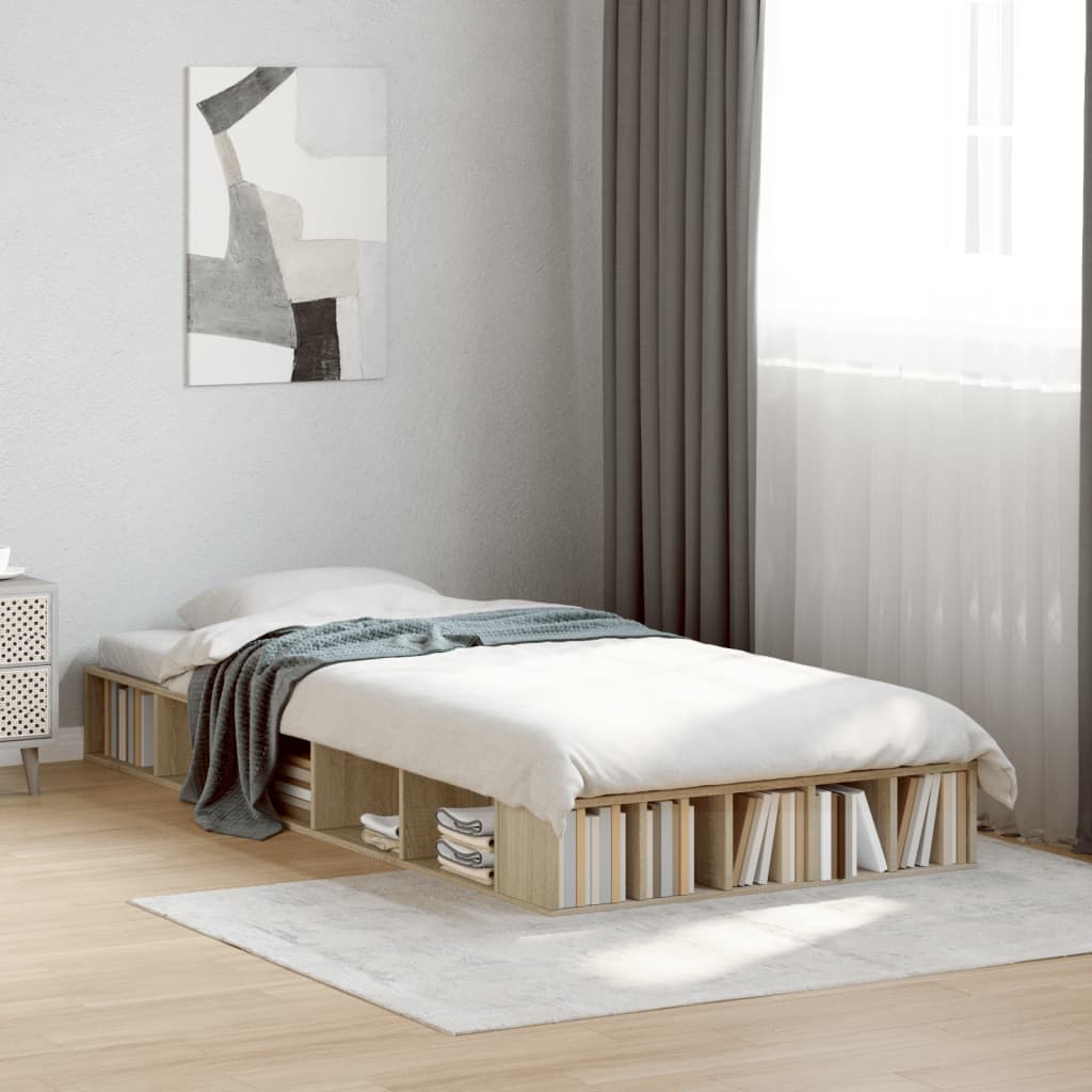 Sängram sonoma-ek 90x190 cm konstruerad trä