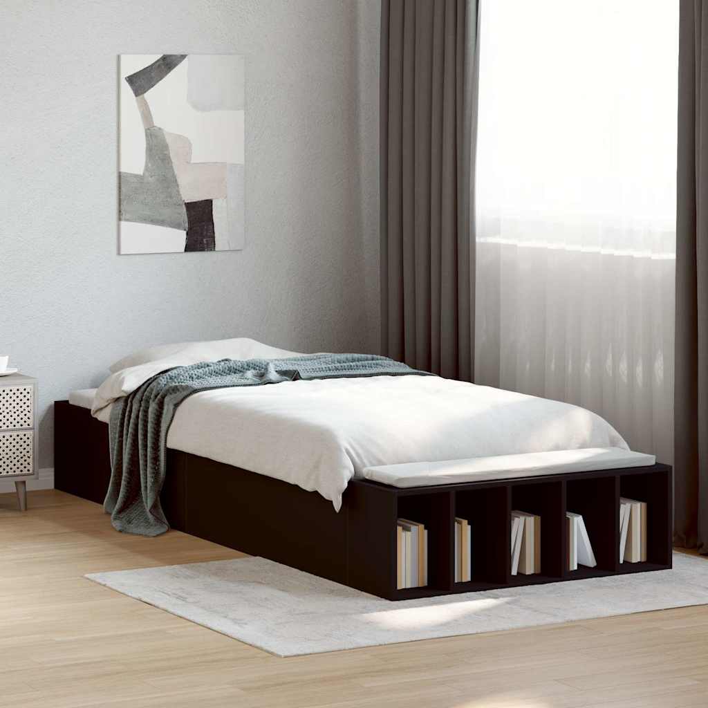 Sängram svart 100x200 cm konstruerad trä