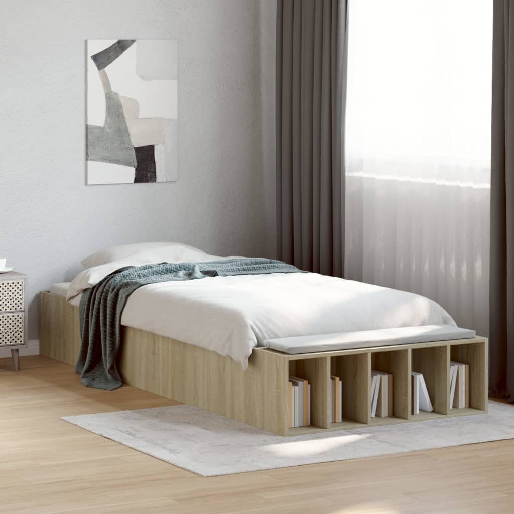 Sängram sonoma-ek 90x190 cm konstruerad trä