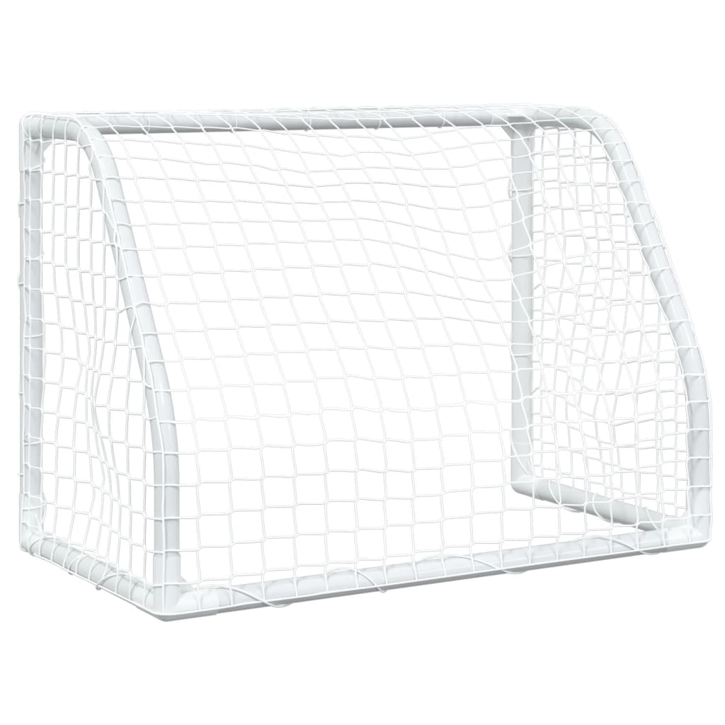 Barnfotbollsmål 2 st med boll vit 64x35x48 cm metall
