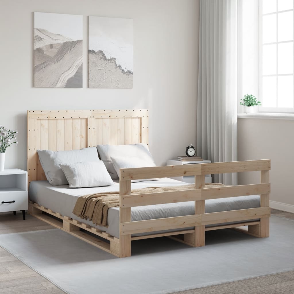 Sängram med huvudgavel 140x200 cm massiv furu