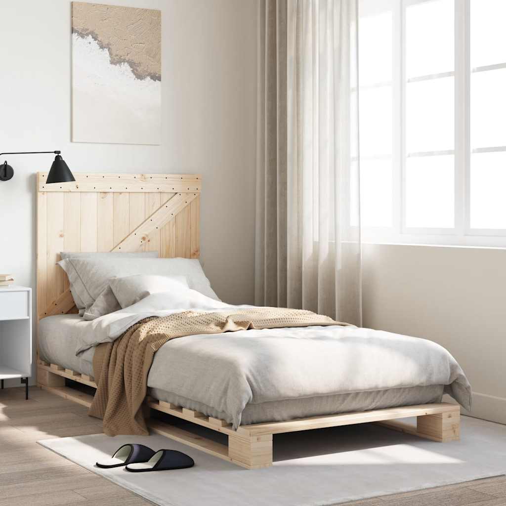 Sängram med huvudgavel 90x200 cm massiv furu