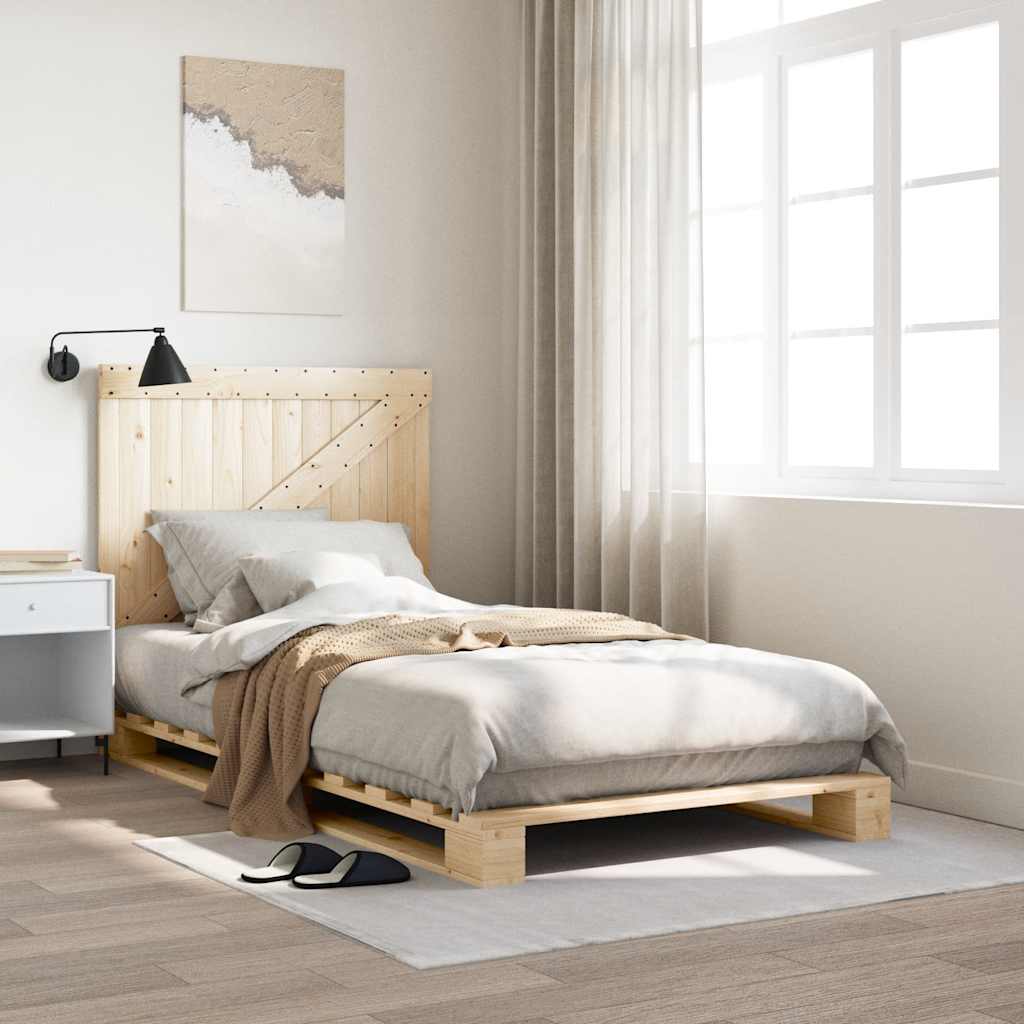 Sängram med huvudgavel 100x200 cm massiv furu