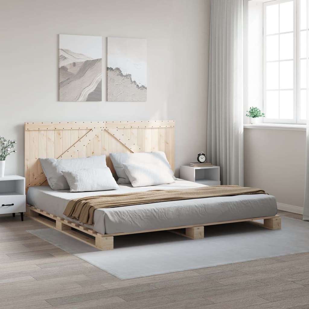 Sängram med huvudgavel 200x200 cm massiv furu