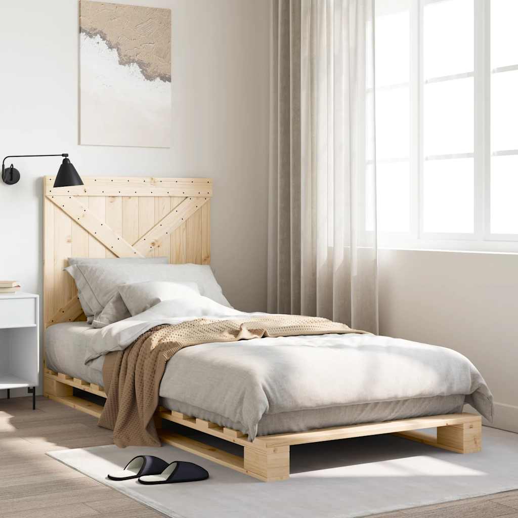 Sängram med huvudgavel 90x200 cm massiv furu