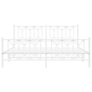 Sängram med huvudgavel och fotgavel vit metall 183x213 cm