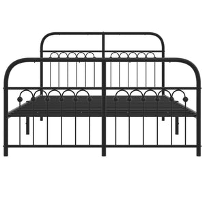 Sängram med huvudgavel och fotgavel svart metall 140x190 cm
