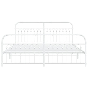 Sängram med huvudgavel och fotgavel vit metall 183x213 cm