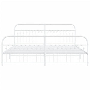 Sängram med huvudgavel och fotgavel vit metall 193x203 cm