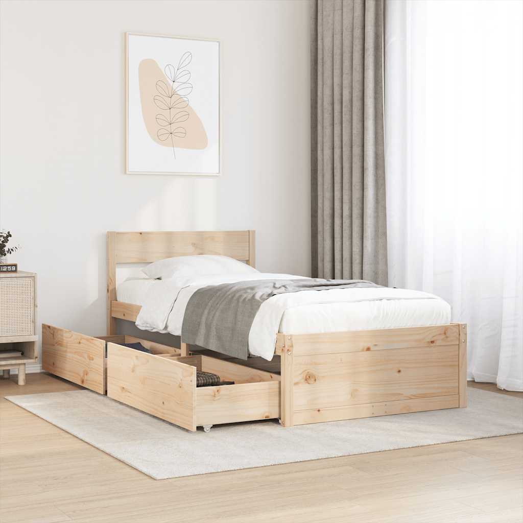 Sängram utan madrass 90x200 cm massiv furu