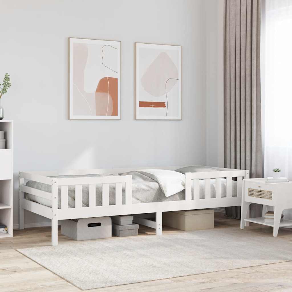 Sängram utan madrass vit 90x190 cm massiv furu