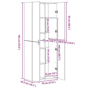 Högskåp svart 70x42,5x185 cm konstruerat trä