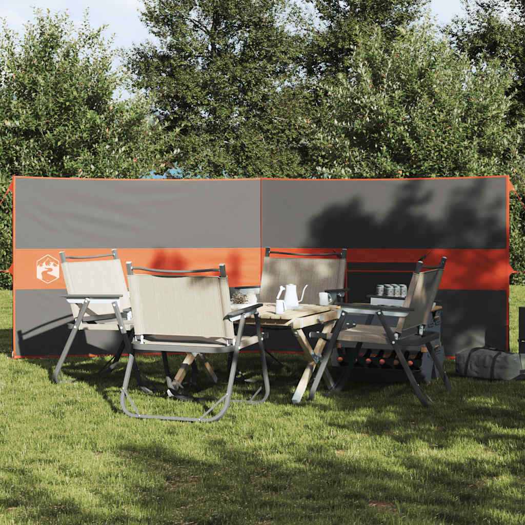 Vindskydd för camping grått och orange 344x120 cm vattentätt