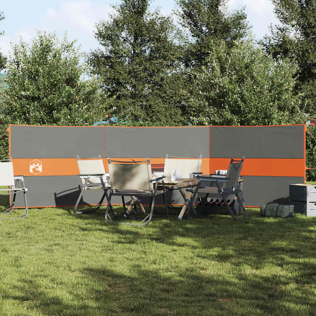 Vindskydd för camping grå och orange 490x123 cm vattentät