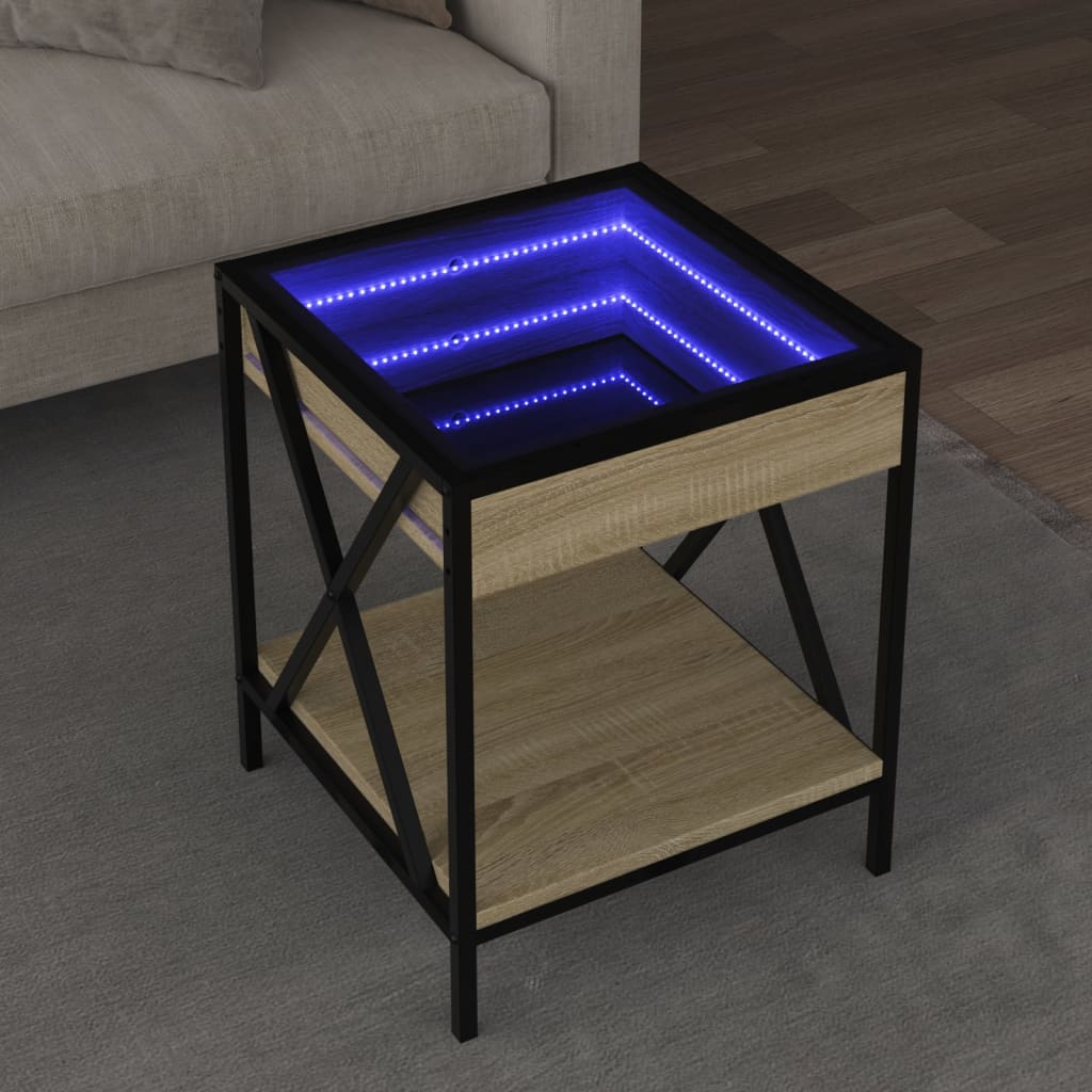 Soffbord med Infinity LEDs sonoma-ek 40x40x49 cm