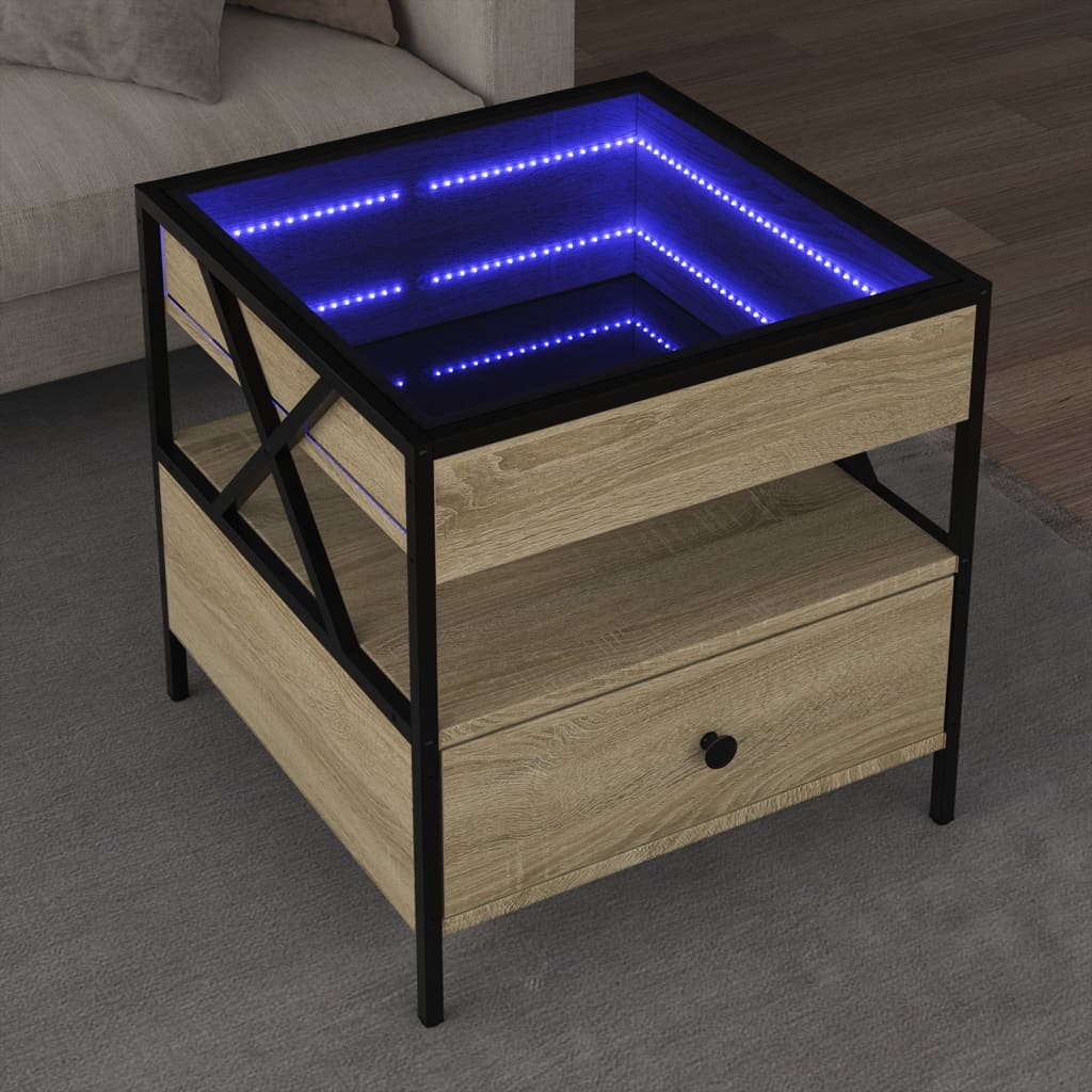 Soffbord med Infinity LEDs sonoma-ek 50x50x51 cm