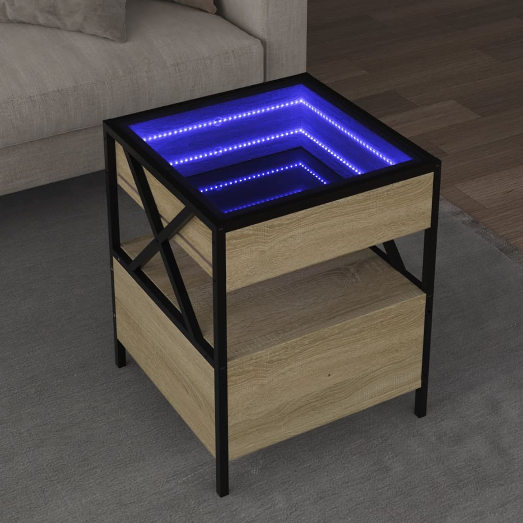 Soffbord med Infinity LEDs sonoma-ek 40x40x51 cm