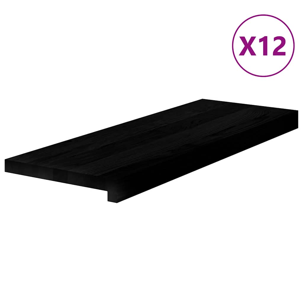 Trappstegsmattor 12 pcs mörkbrun 70x25x2 cm massiv ek