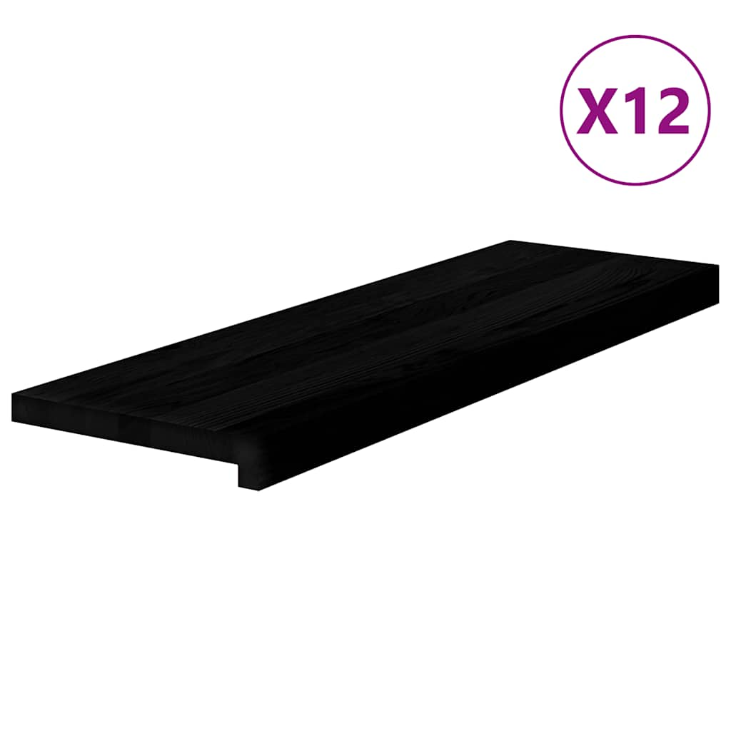 Trappstegsmattor 12 pcs mörkbrun 80x25x2 cm massiv ek