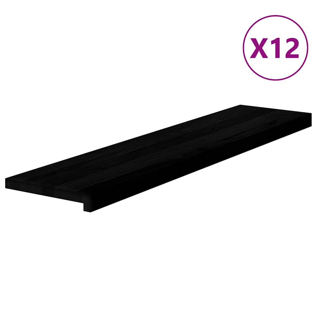 Trappstegsmattor 12 pcs mörkbrun 110x25x2 cm massiv ek