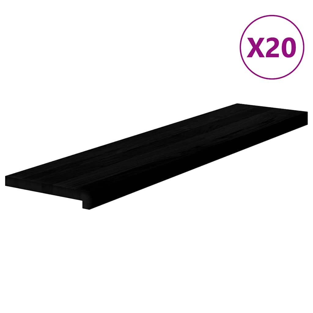 Trappstegsmattor 20 pcs mörkbrun 110x25x2 cm massiv ek