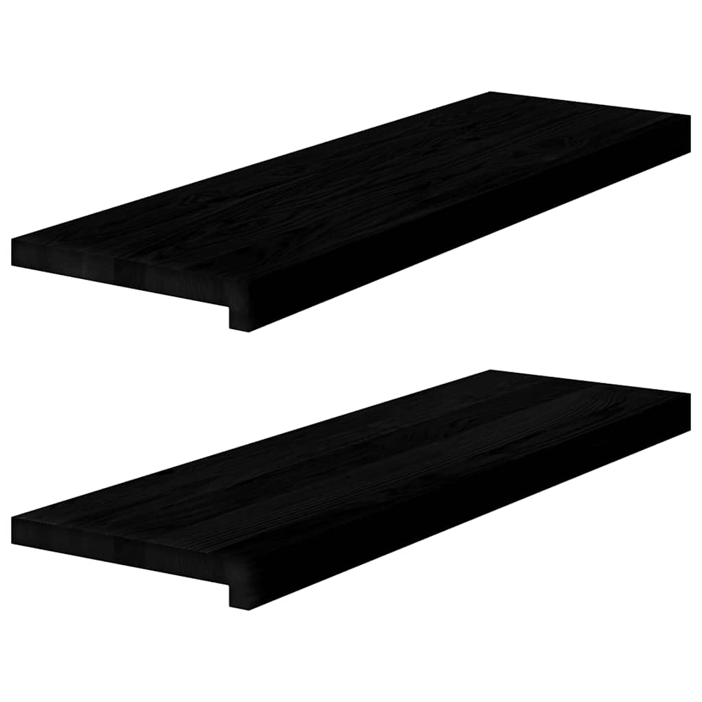 Trappstegsmattor 2 pcs mörkbrun 80x25x2 cm massiv ek