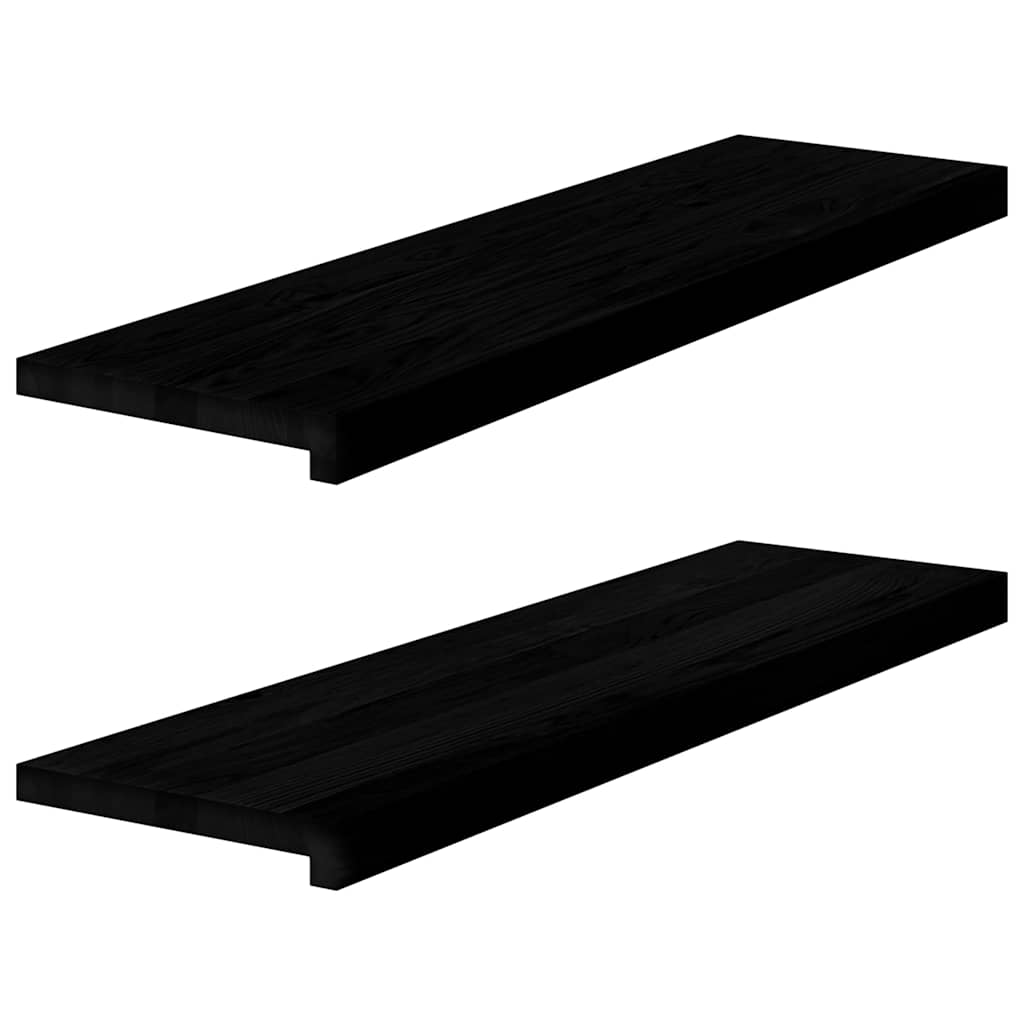 Trappstegsmattor 2 pcs mörkbrun 90x25x2 cm massiv ek