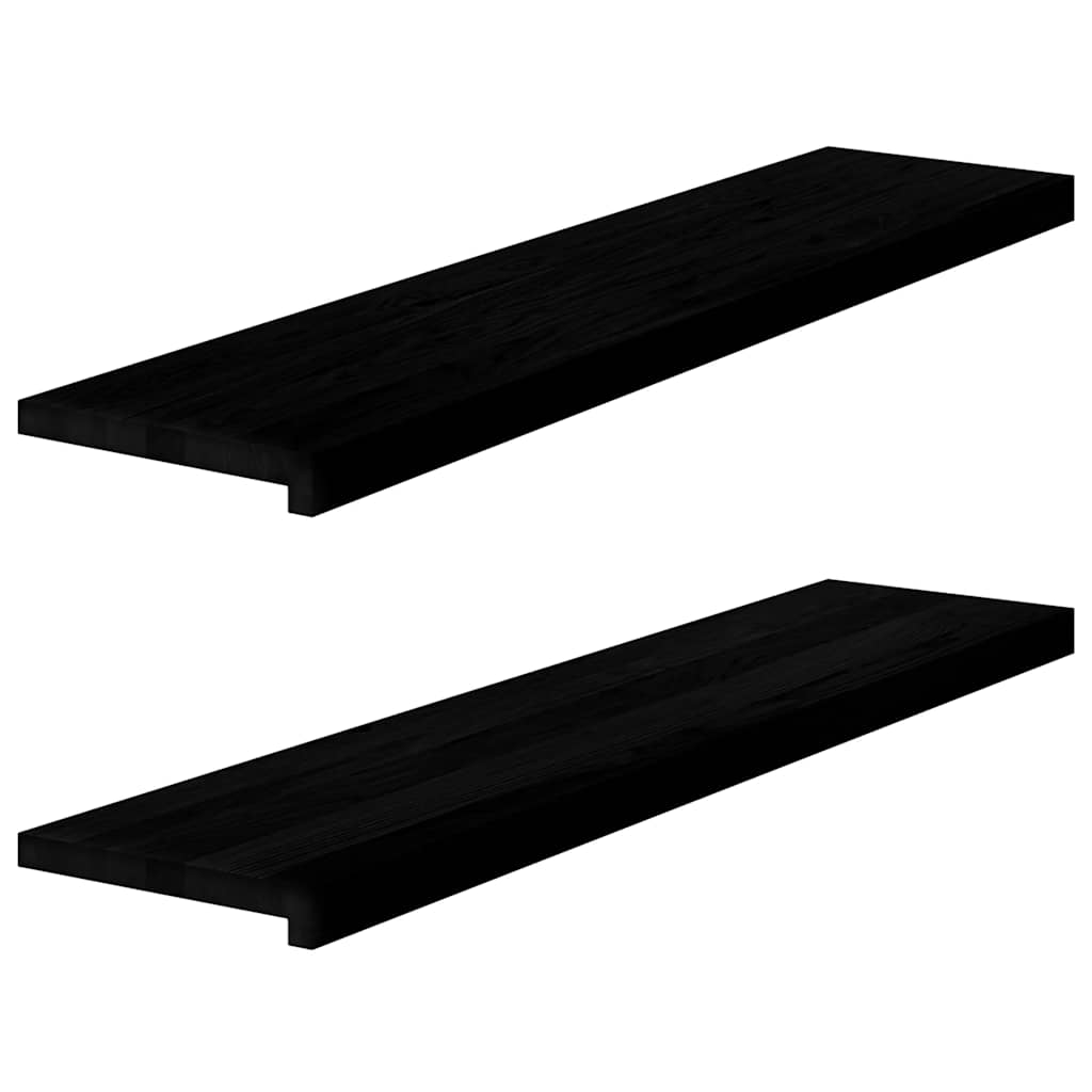 Trappstegsmattor 2 pcs mörkbrun 110x25x2 cm massiv ek