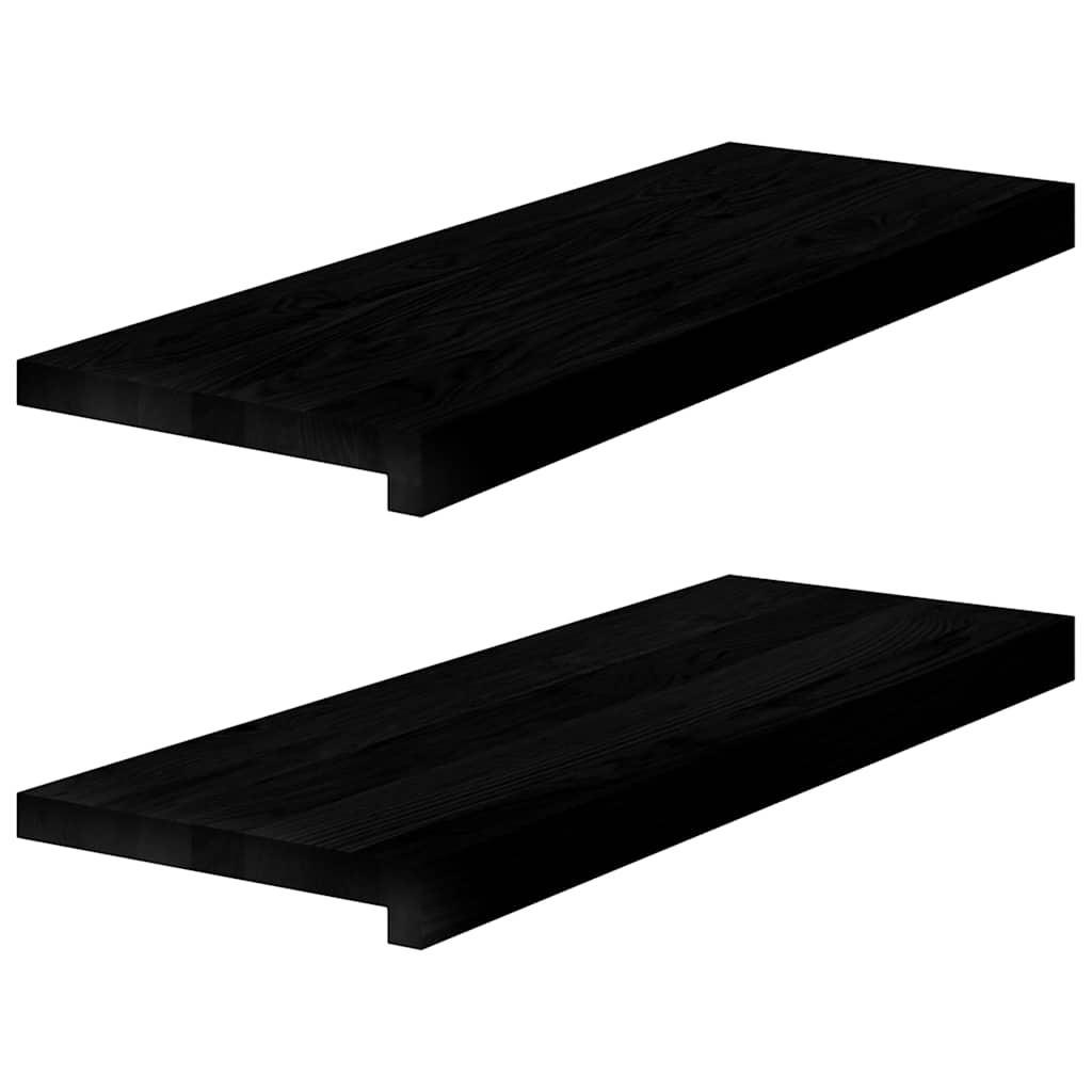 Trappstegsmattor 2 pcs mörkbrun 70x30x2 cm massiv ek