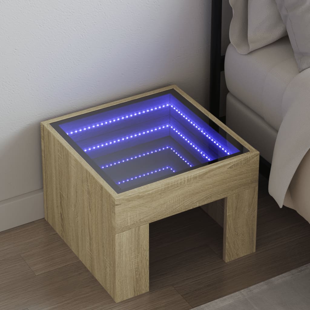 Sängbord med Infinity LEDs sonoma-ek 40x40x30 cm