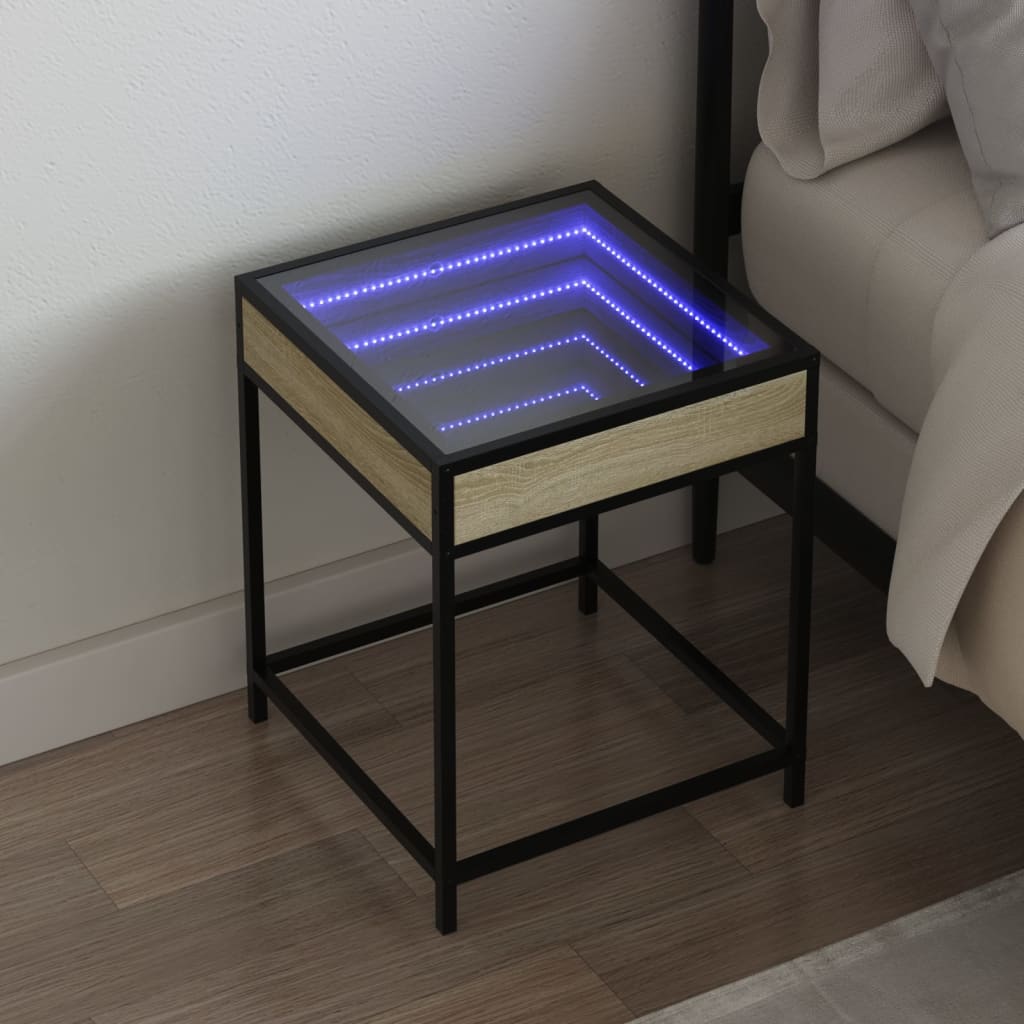 Sängbord med Infinity LEDs sonoma-ek 40x40x51 cm