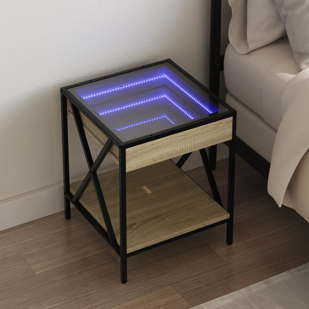 Sängbord med Infinity LEDs sonoma-ek 40x40x49 cm