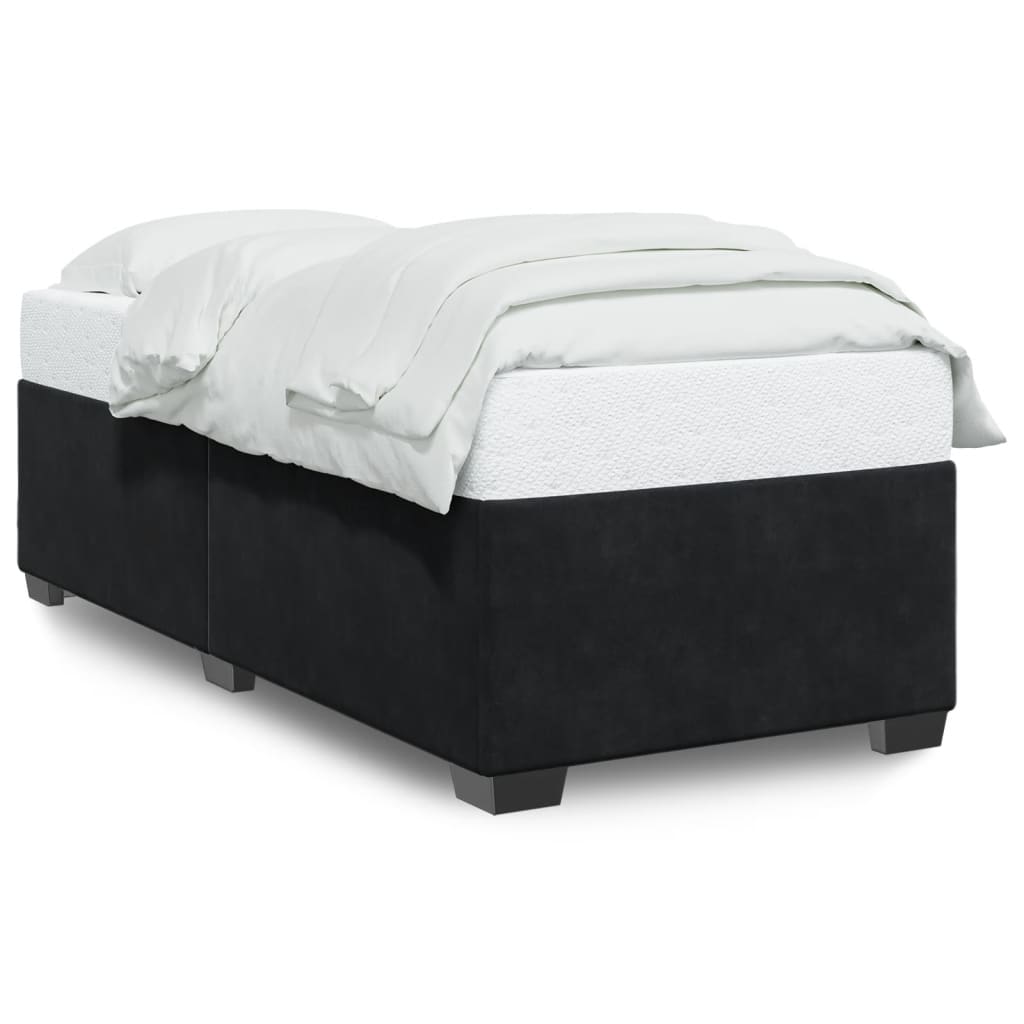 Sängram utan madrass svart 100x200 cm sammet