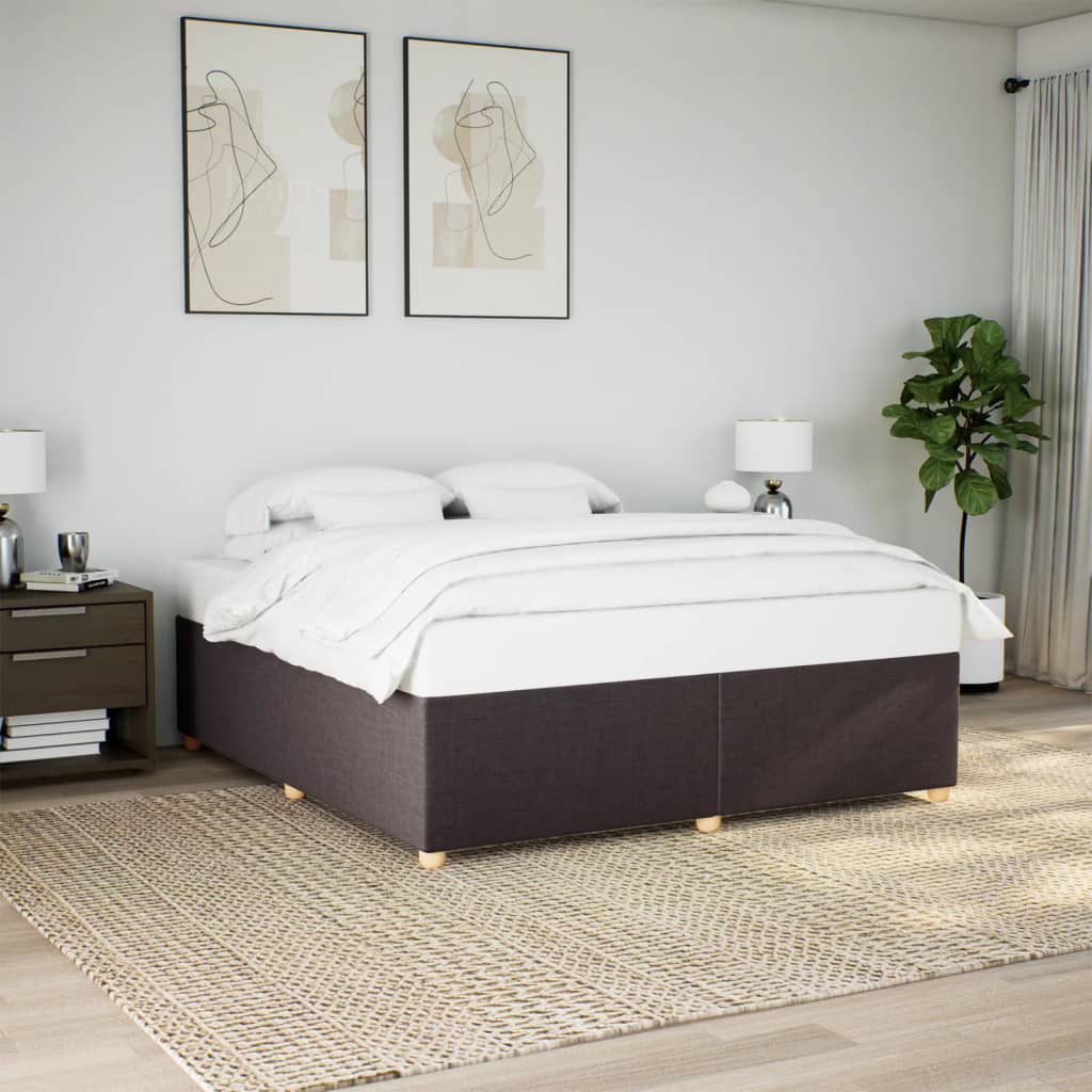 Sängram utan madrass mörkbrun 200x200 cm tyg