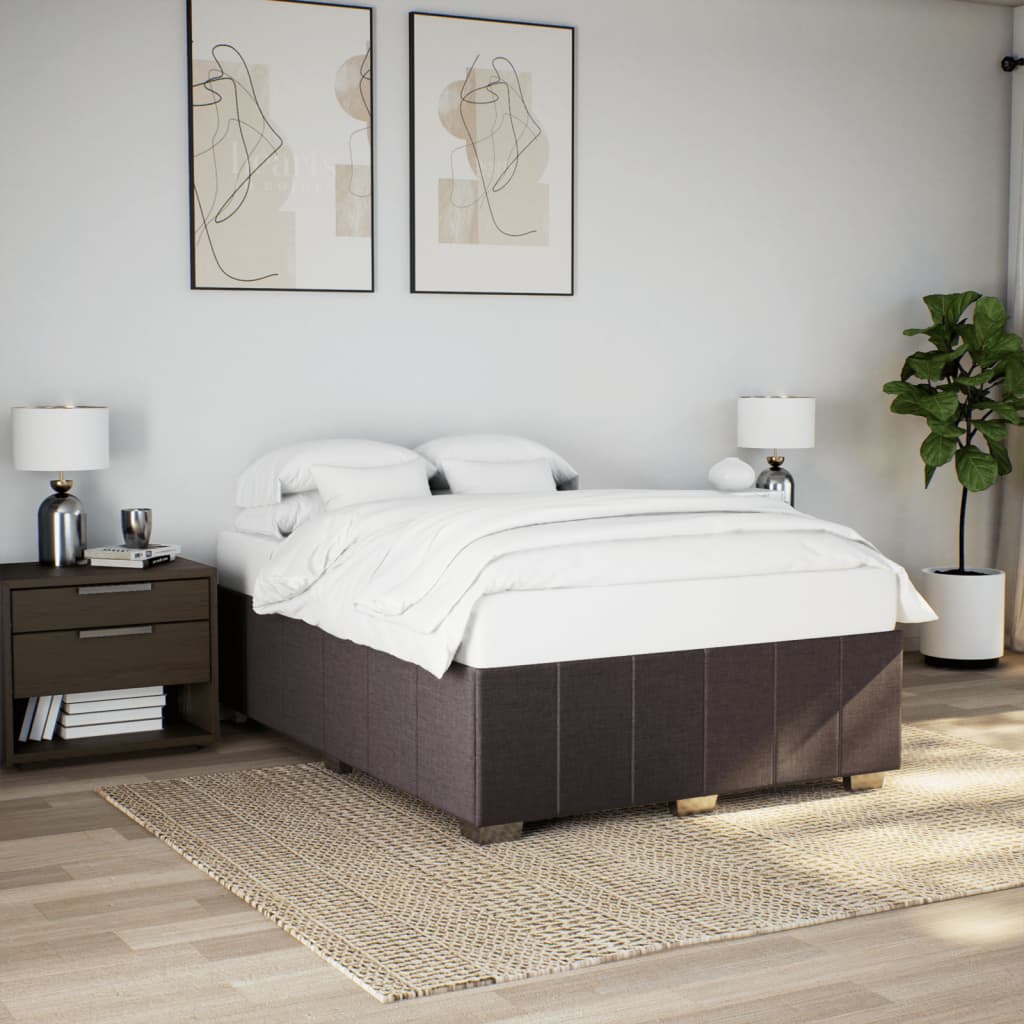 Sängram utan madrass mörkbrun 140x190 cm tyg