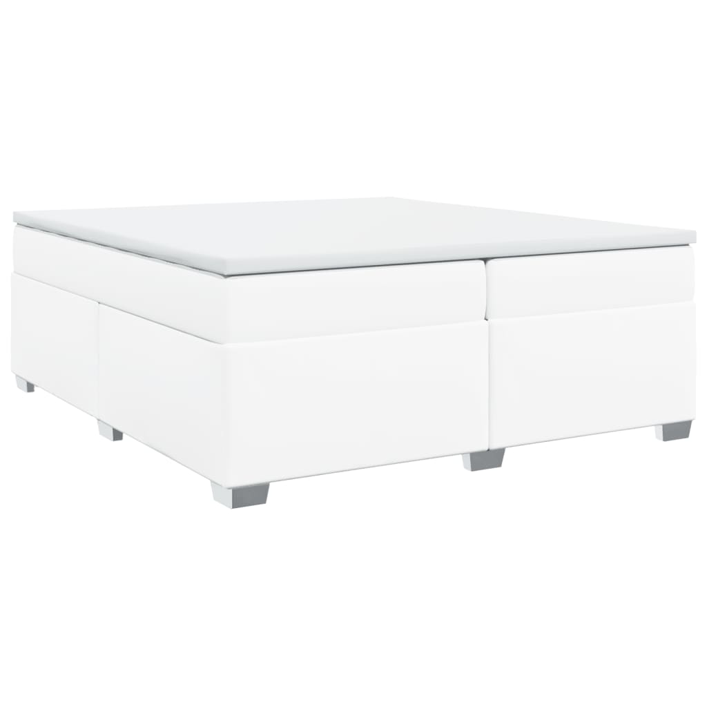Ramsäng med madrass vit 200x200 cm konstläder