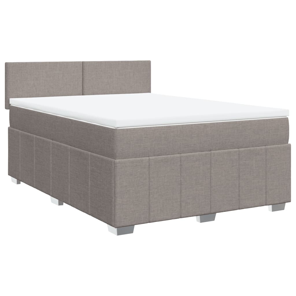 Ramsäng med madrass taupe 160x200 cm tyg