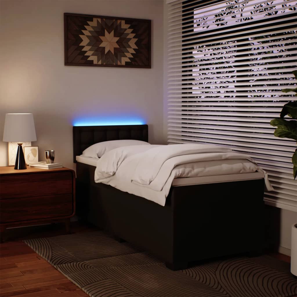 Ramsäng med madrass svart 80x200 cm konstläder