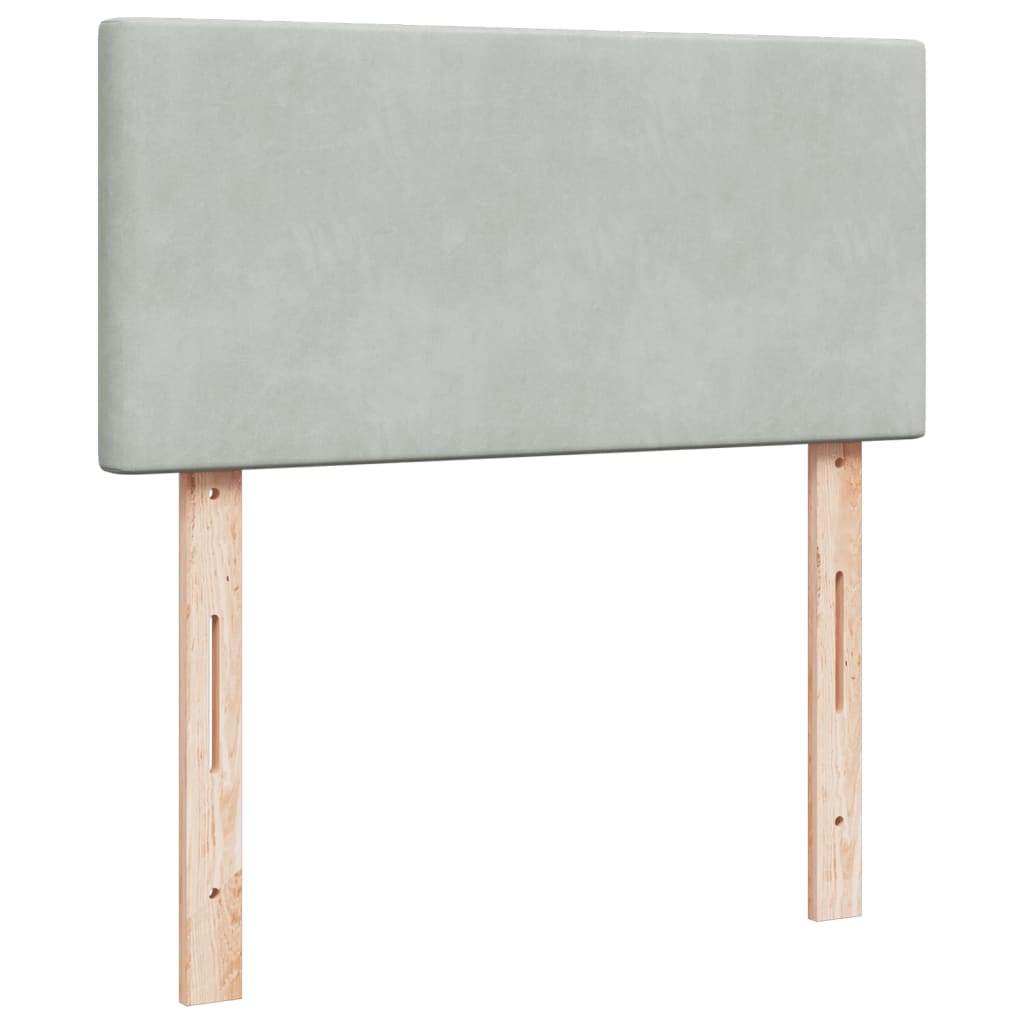 Ramsäng med madrass ljusgrå 90x190 cm sammet