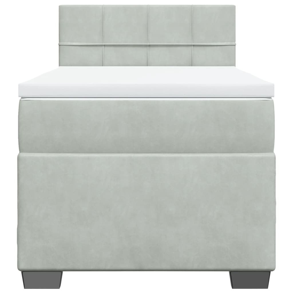 Ramsäng med madrass ljusgrå 100x200 cm sammet