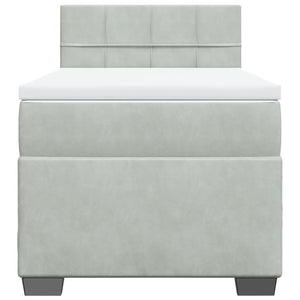 Ramsäng med madrass ljusgrå 100x200 cm sammet