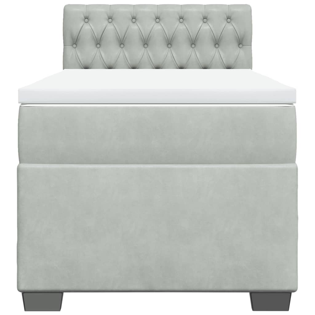 Ramsäng med madrass ljusgrå 100x200 cm sammet