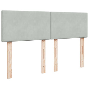 Ramsäng med madrass ljusgrå 140x190 cm sammet